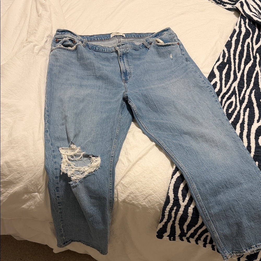 Abercrombie & Fitch Light Blue Distressed Boyfriend Jeans